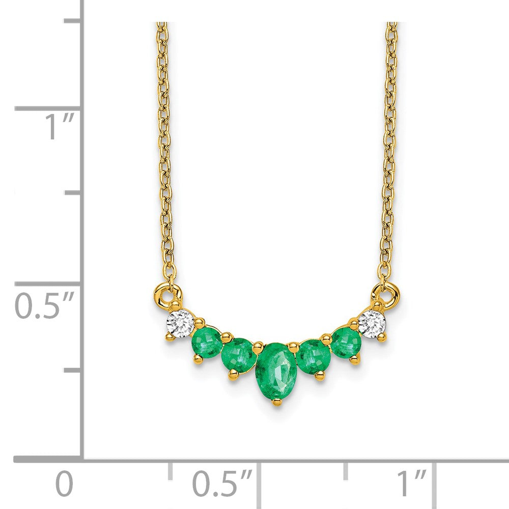 14K Gelbgold Smaragd und Echt Diamant 18 Zoll Halskette