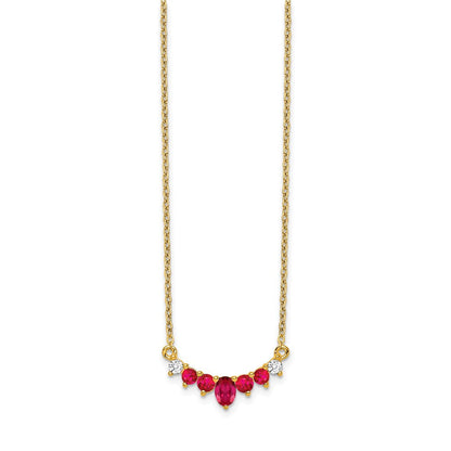 14K Gelbgold Rubin und Echt Diamant 18 Zoll Halskette