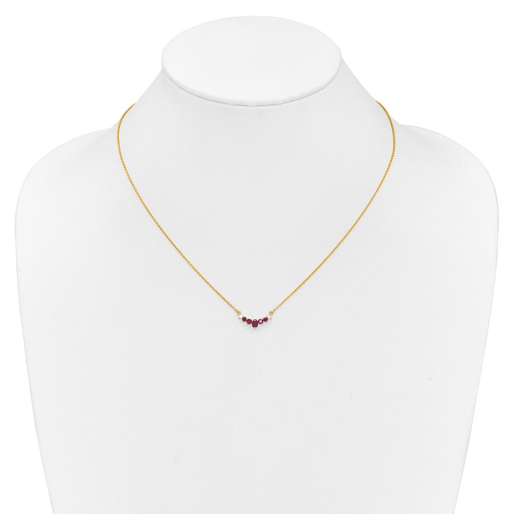 14K Gelbgold Rubin und Echt Diamant 18 Zoll Halskette