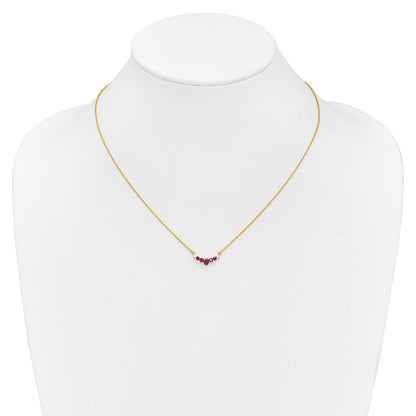 14K Gelbgold Rubin und Echt Diamant 18 Zoll Halskette