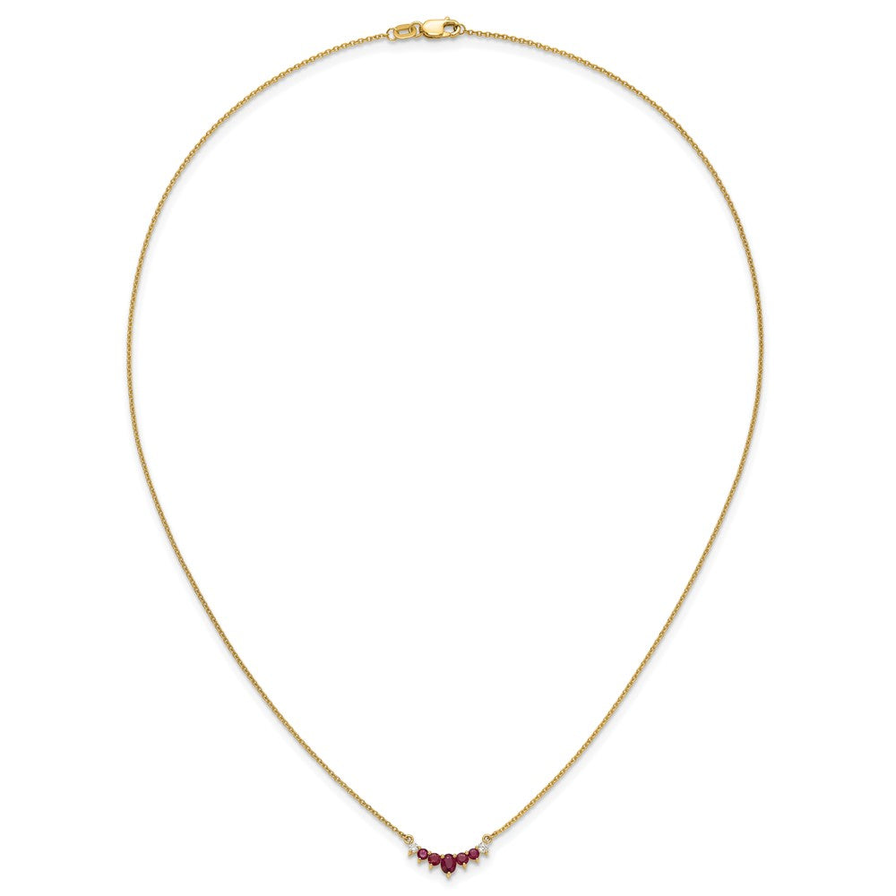 14K Gelbgold Rubin und Echt Diamant 18 Zoll Halskette