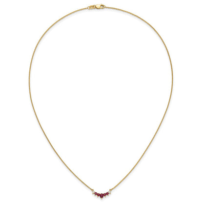 14K Gelbgold Rubin und Echt Diamant 18 Zoll Halskette