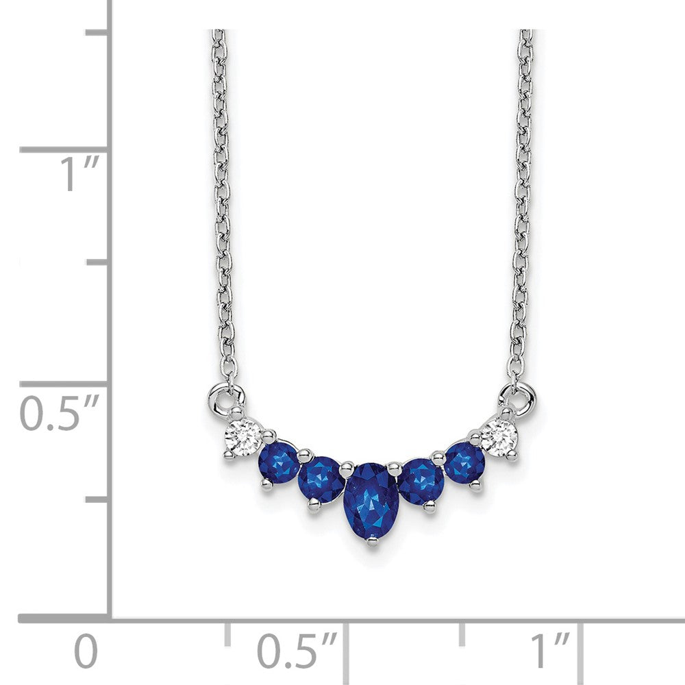 14K Weißgold Saphir und Echt Diamant 18 Zoll Halskette