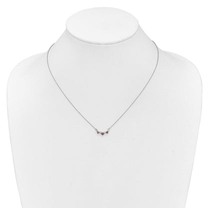 14K Weißgold Rubin und Echt Diamant 18 Zoll Halskette