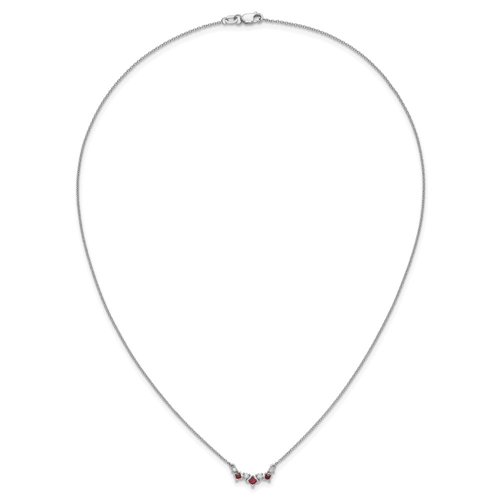 14K Weißgold Rubin und Echt Diamant 18 Zoll Halskette