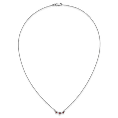 14K Weißgold Rubin und Echt Diamant 18 Zoll Halskette