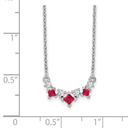 14K Weißgold Rubin und Echt Diamant 18 Zoll Halskette
