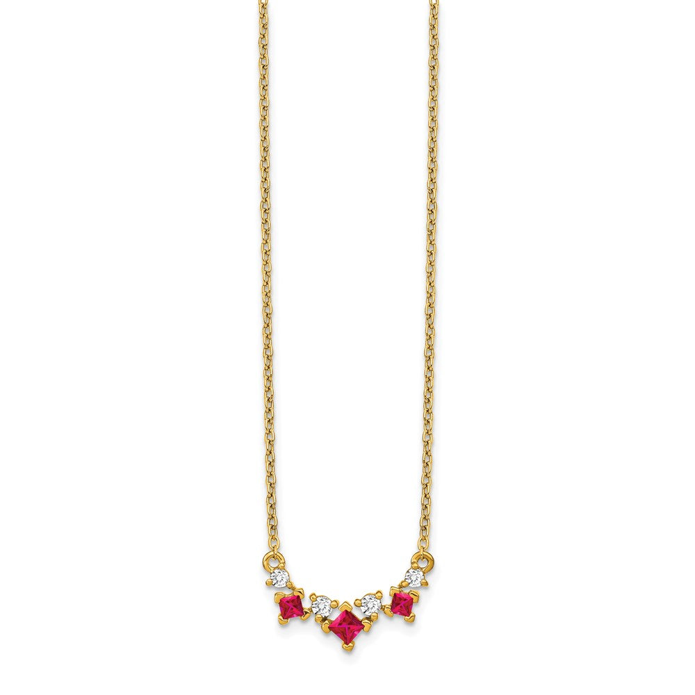 14K Gelbgold Rubin und Echt Diamant 18 Zoll Halskette