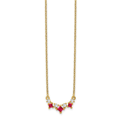 14K Gelbgold Rubin und Echt Diamant 18 Zoll Halskette