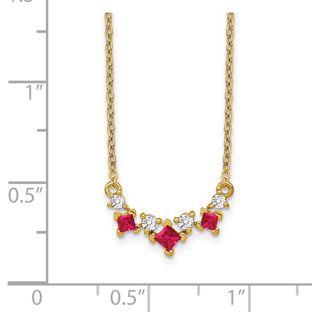 14K Gelbgold Rubin und Echt Diamant 18 Zoll Halskette