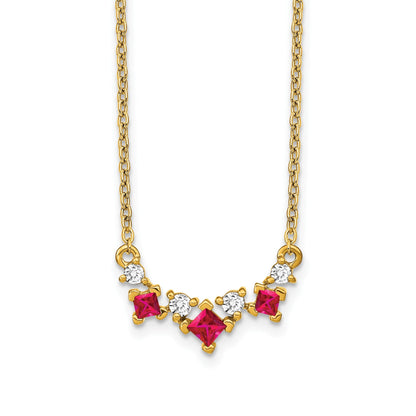 14K Gelbgold Rubin und Echt Diamant 18 Zoll Halskette