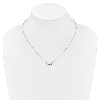 14K Weißgold Saphir und Echt Diamant 18 Zoll Halskette