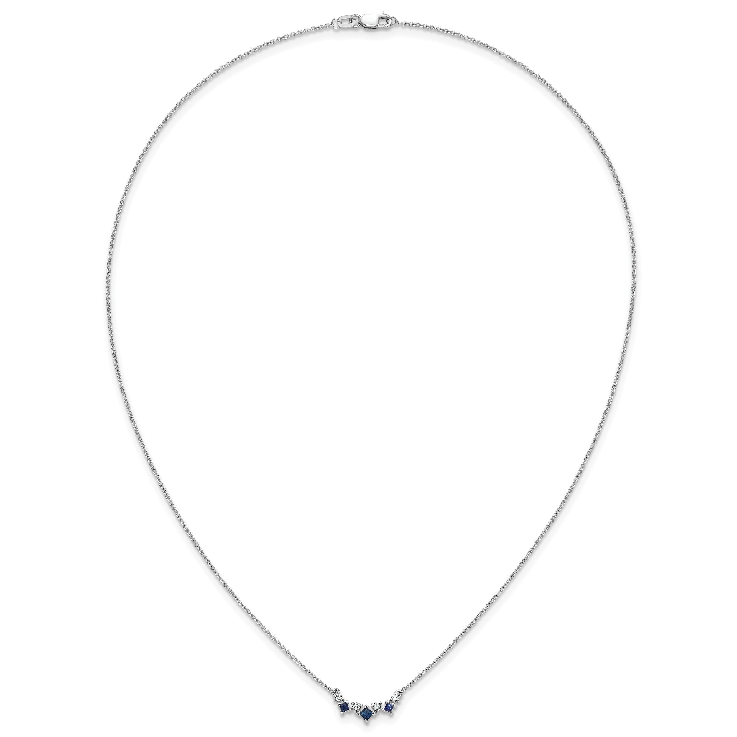 14K Weißgold Saphir und Echt Diamant 18 Zoll Halskette