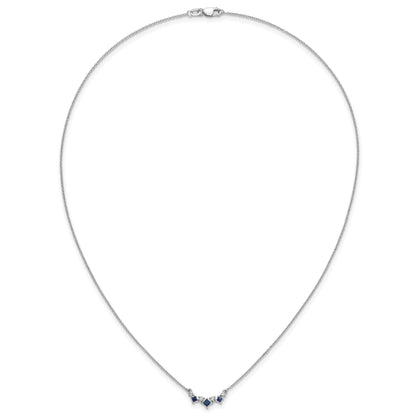 14K Weißgold Saphir und Echt Diamant 18 Zoll Halskette