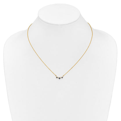 14K Gelbgold Saphir und Echt Diamant 18 Zoll Halskette