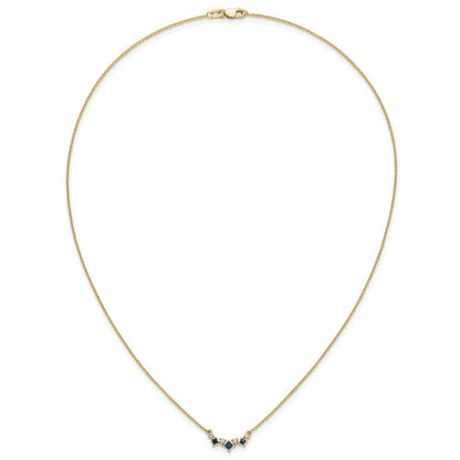14K Gelbgold Saphir und Echt Diamant 18 Zoll Halskette