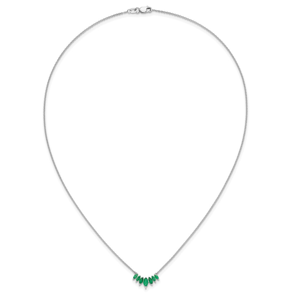 14K Weißgold Marquise Smaragd 18 Zoll Halskette