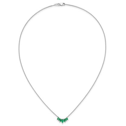 14K Weißgold Marquise Smaragd 18 Zoll Halskette