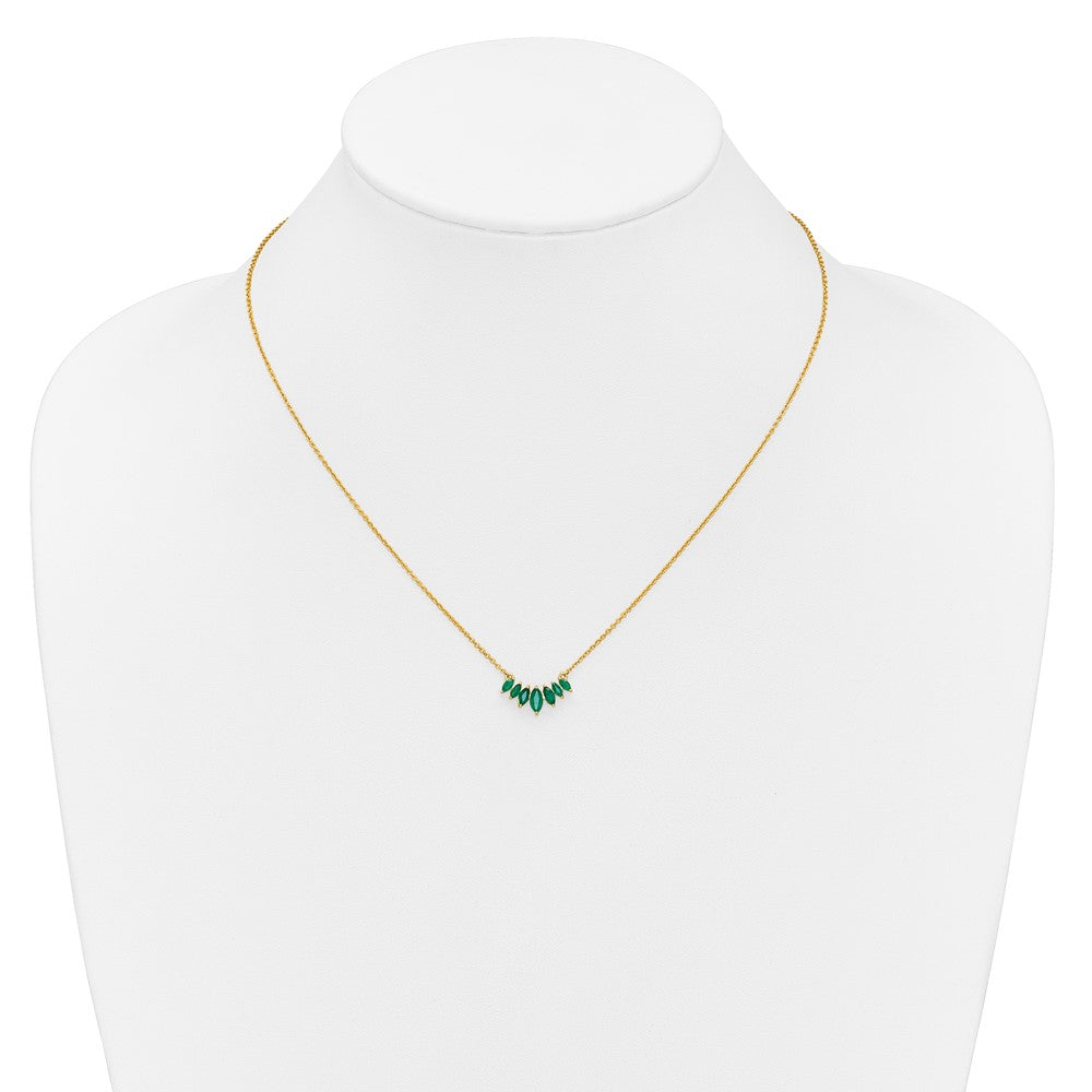 14K Gelbgold Marquise Smaragd 18 Zoll Halskette