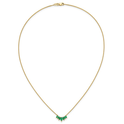 14K Gelbgold Marquise Smaragd 18 Zoll Halskette