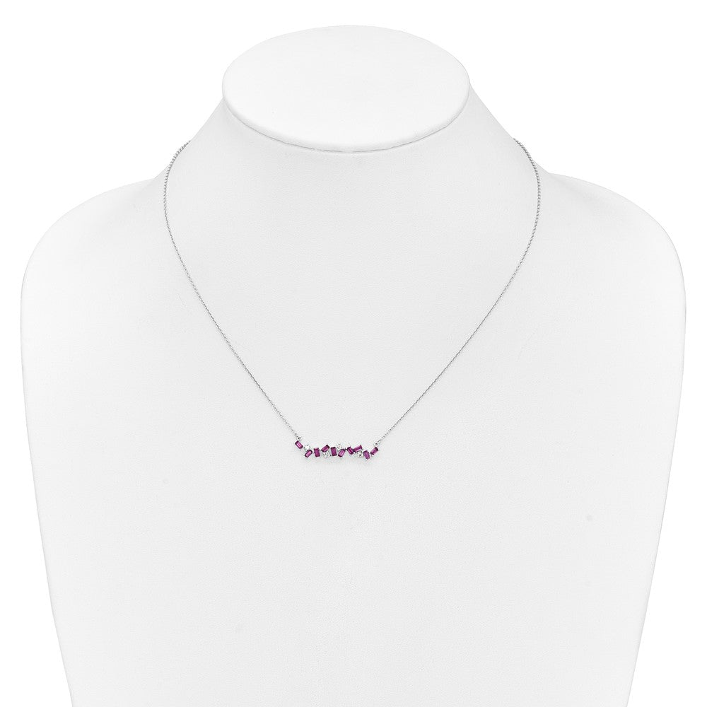 14K Weißgold Rubin und Echt Diamant 18 In. Stab Halskette