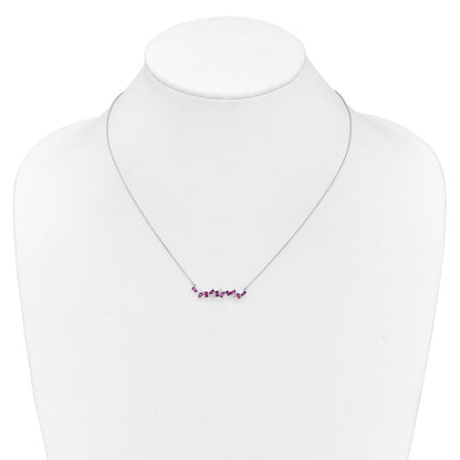 14K Weißgold Rubin und Echt Diamant 18 In. Stab Halskette