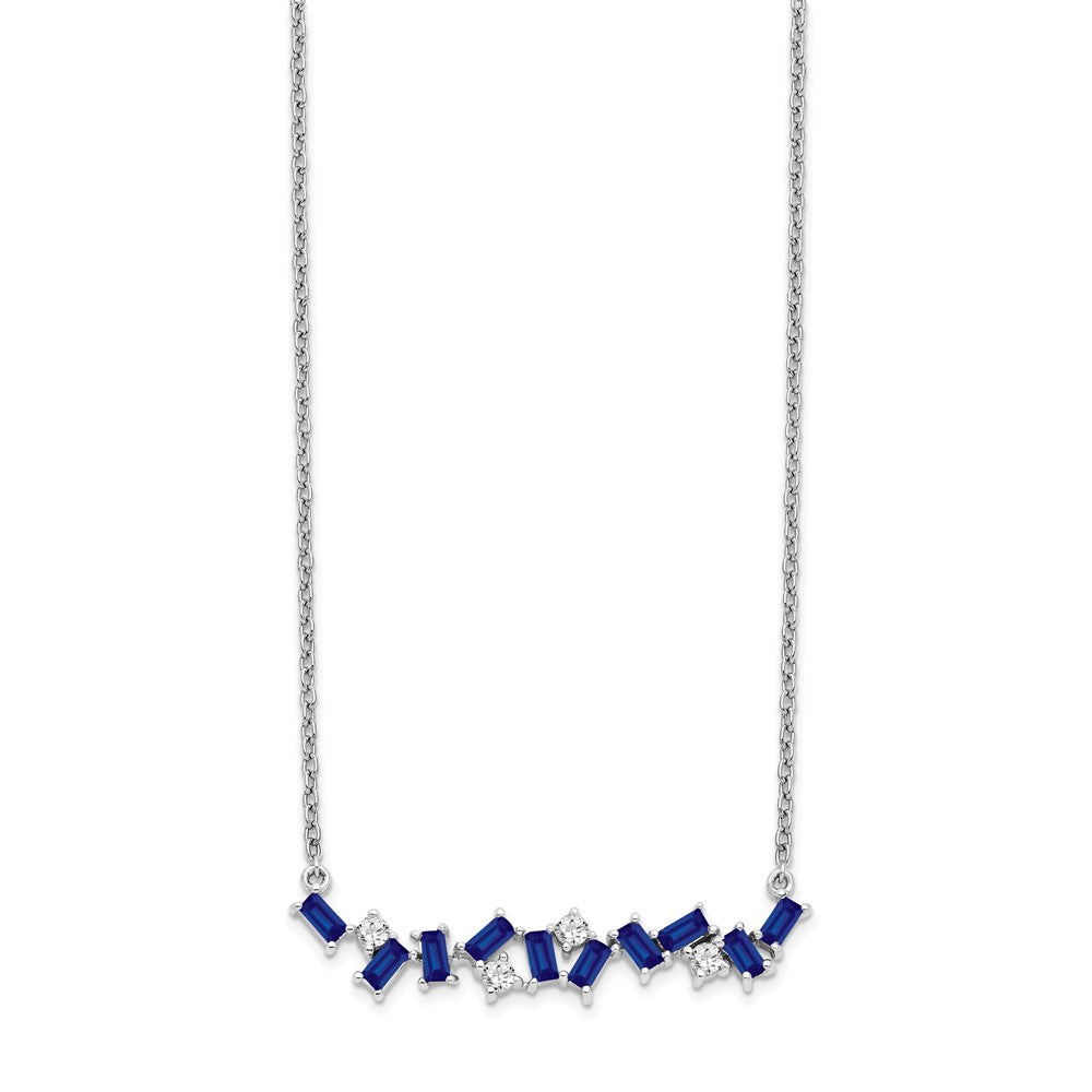 14K Weißgold Saphir und Echt Diamant 18 In. Stab Halskette