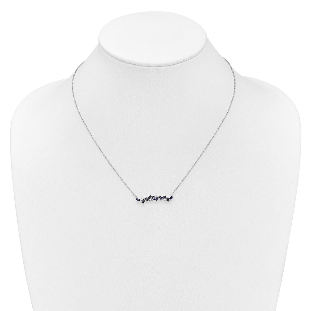 14K Weißgold Saphir und Echt Diamant 18 In. Stab Halskette
