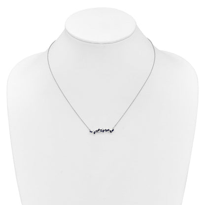 14K Weißgold Saphir und Echt Diamant 18 In. Stab Halskette