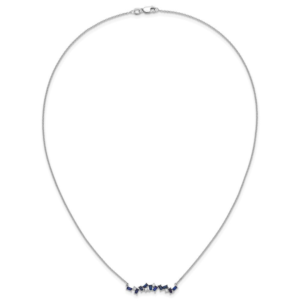 14K Weißgold Saphir und Echt Diamant 18 In. Stab Halskette