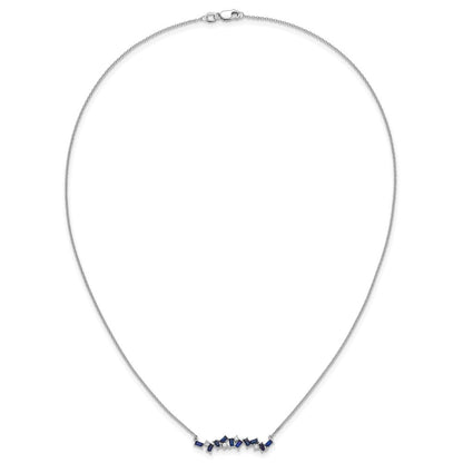 14K Weißgold Saphir und Echt Diamant 18 In. Stab Halskette