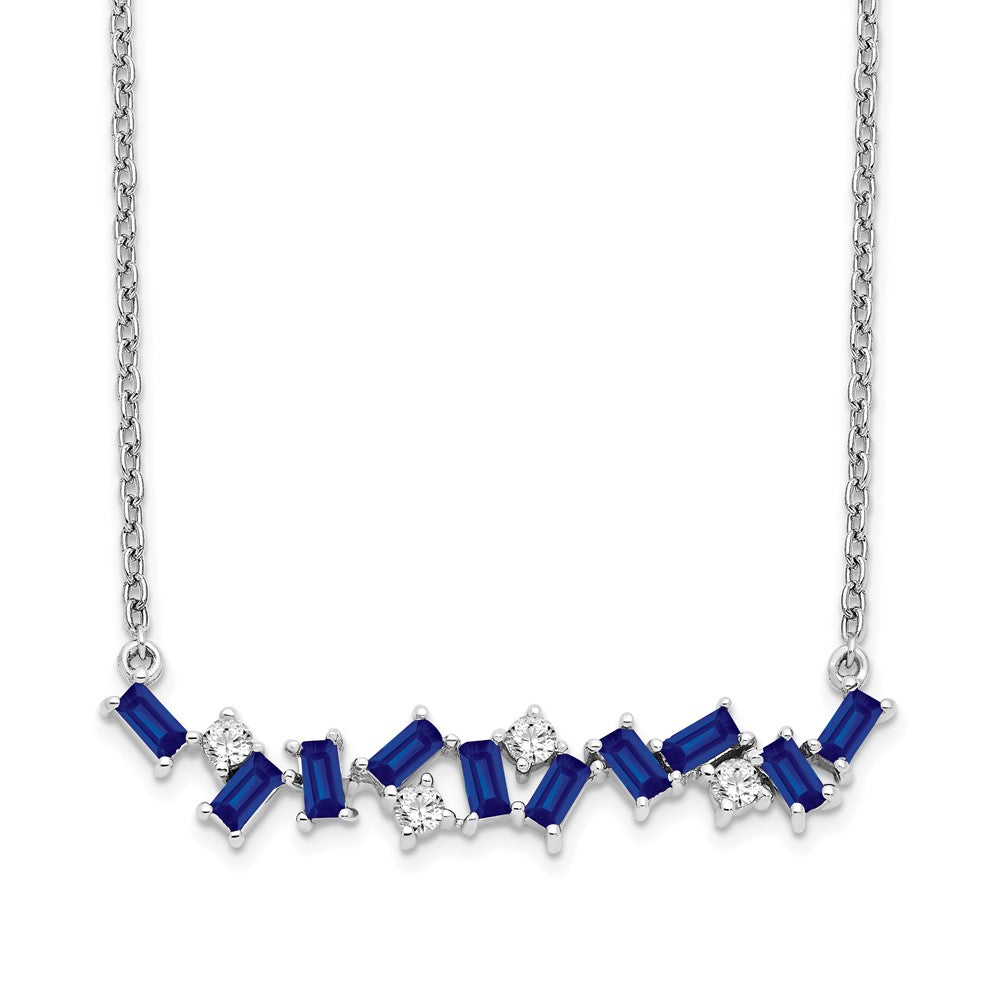 14K Weißgold Saphir und Echt Diamant 18 In. Stab Halskette