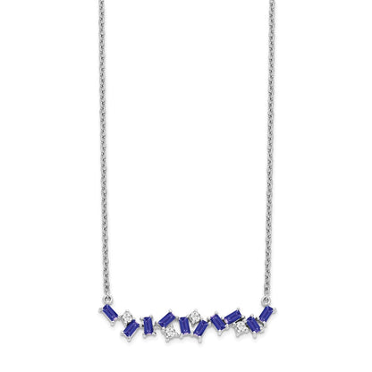 14K Weißgold Tansanit und Diamant 18 In. Stab Halskette