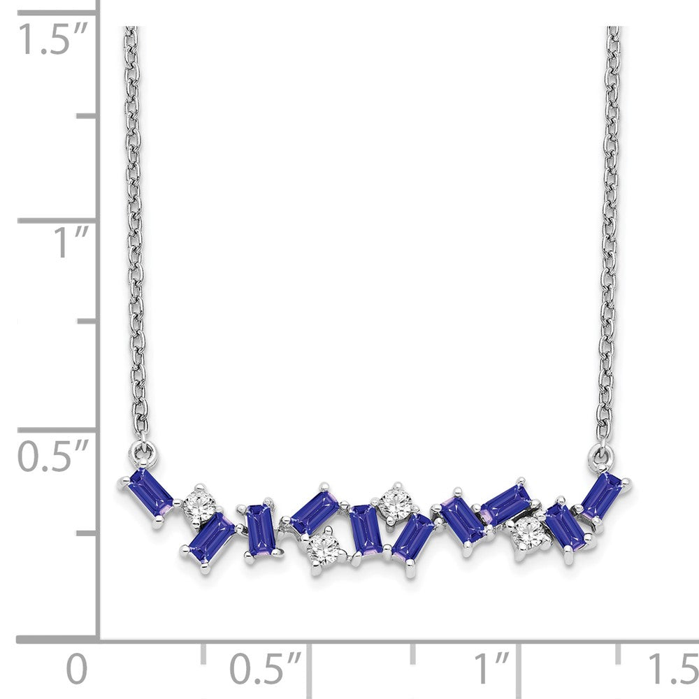 14K Weißgold Tansanit und Diamant 18 In. Stab Halskette
