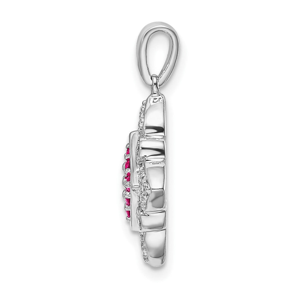 14K Weißgold Vintage-Anhänger mit Rubin und echtem Diamant