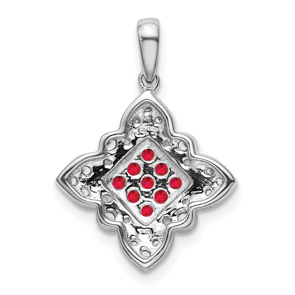 14K Weißgold Vintage-Anhänger mit Rubin und echtem Diamant
