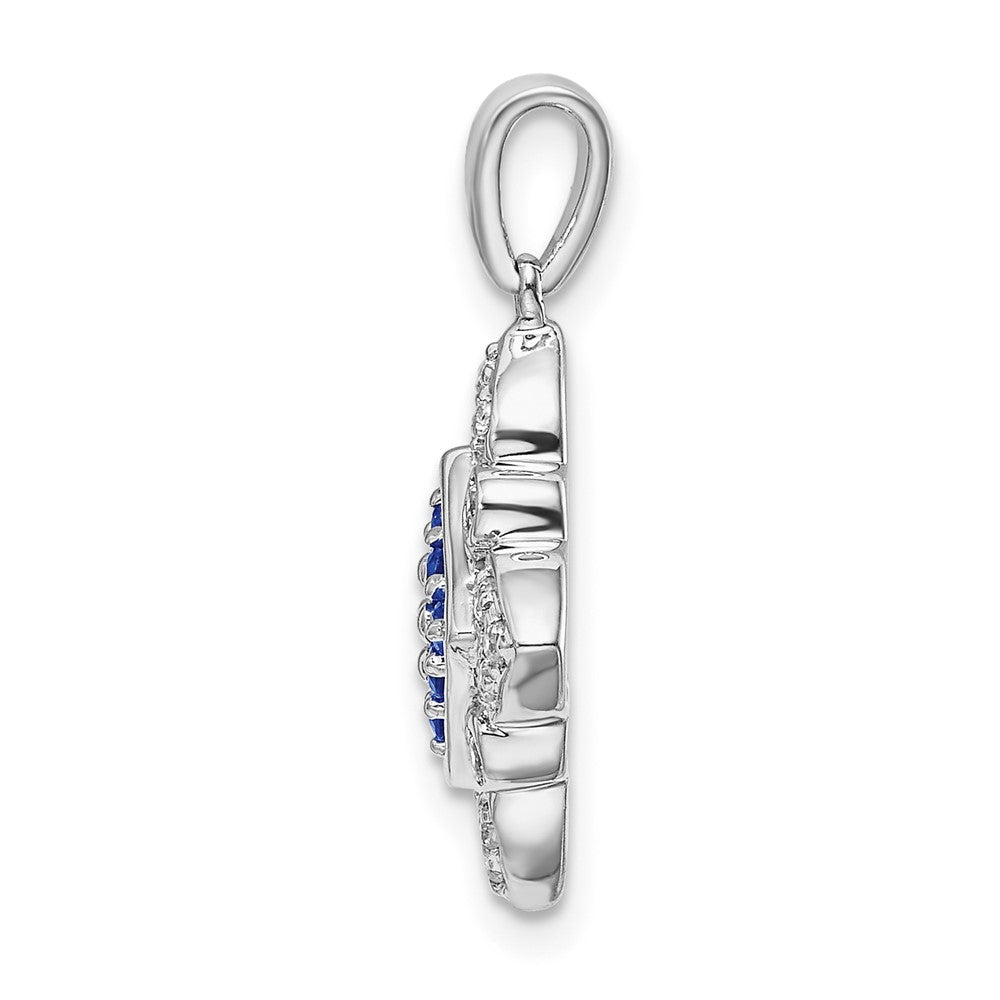14 Karat Weißgold Anhänger im Vintage-Stil mit Saphir und echtem Diamant