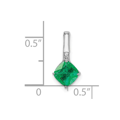 14K Weißgold Anhänger mit Cushion-Smaragd und echten Diamanten