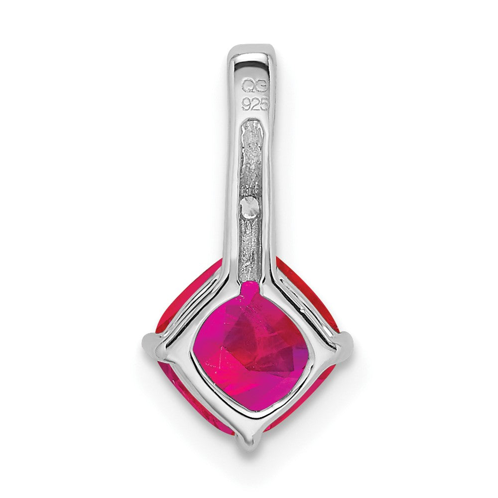 14K Weißgold Anhänger mit Rubin im Kissenschliff und echten Diamanten
