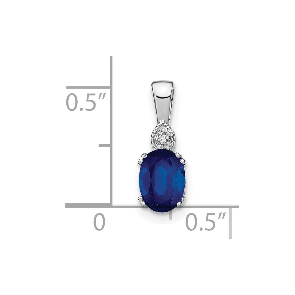 14K Weißgold Anhänger mit ovalem Saphir und echten Diamanten