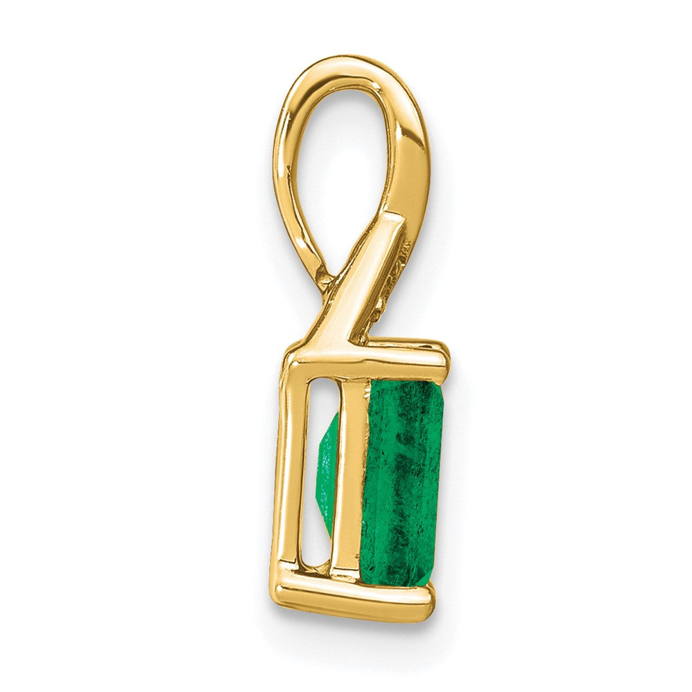 14K Gelbgold-Anhänger mit rechteckigem Smaragd und echten Diamanten