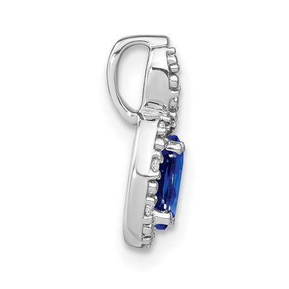 14K Weißgold Oval-Anhänger mit Saphir und echten Diamanten im Halo-Design