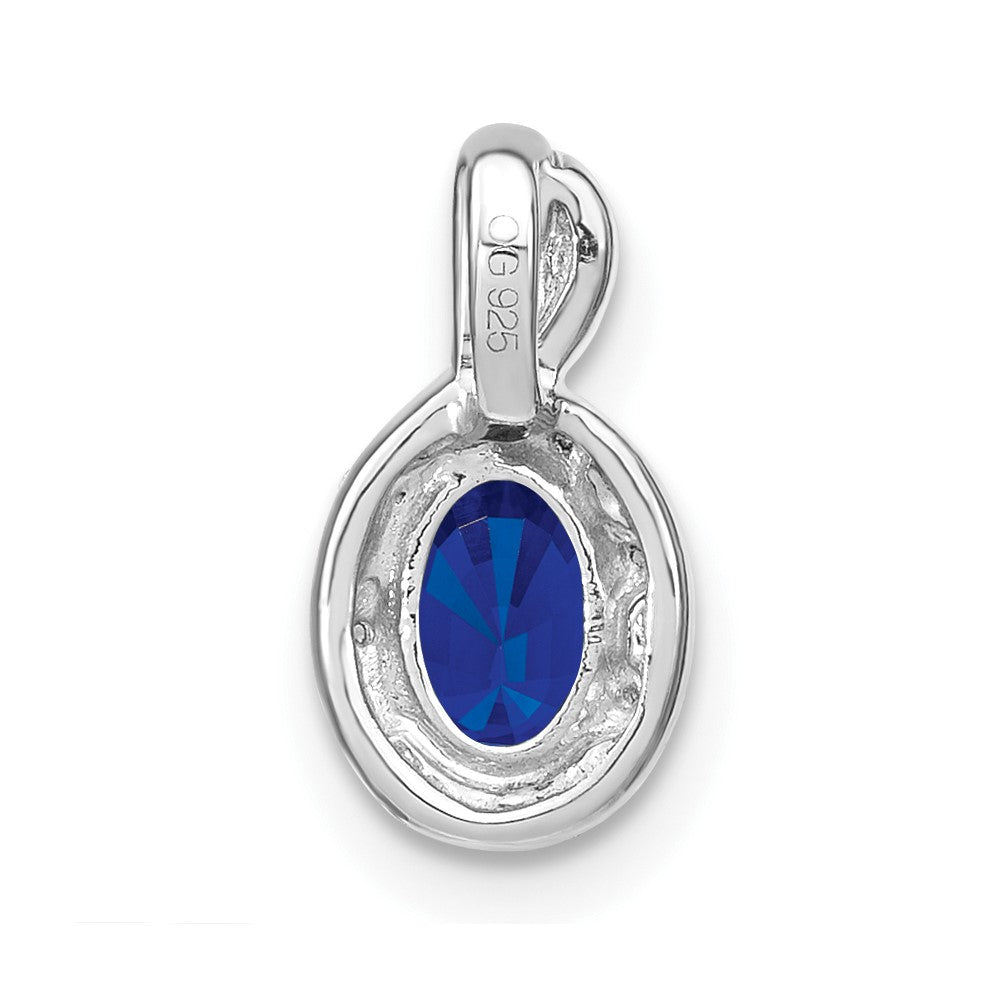 14K Weißgold Oval-Anhänger mit Saphir und echten Diamanten im Halo-Design