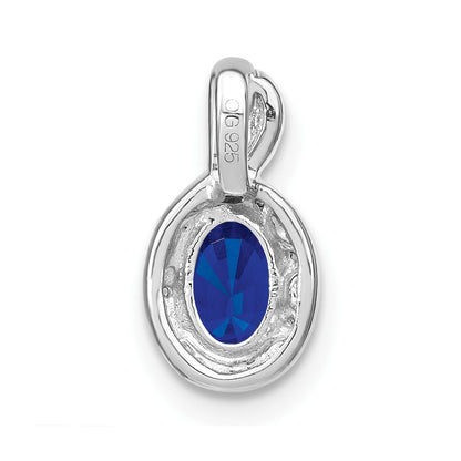 14K Weißgold Oval-Anhänger mit Saphir und echten Diamanten im Halo-Design