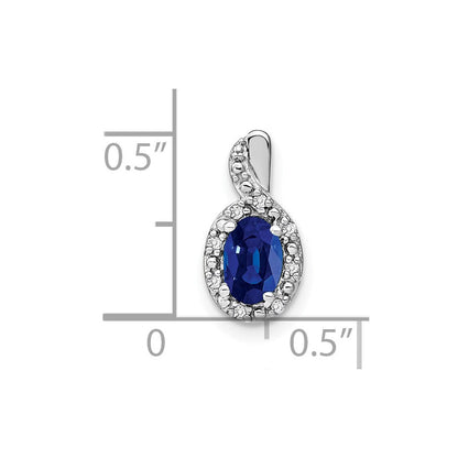 14K Weißgold Oval-Anhänger mit Saphir und echten Diamanten im Halo-Design