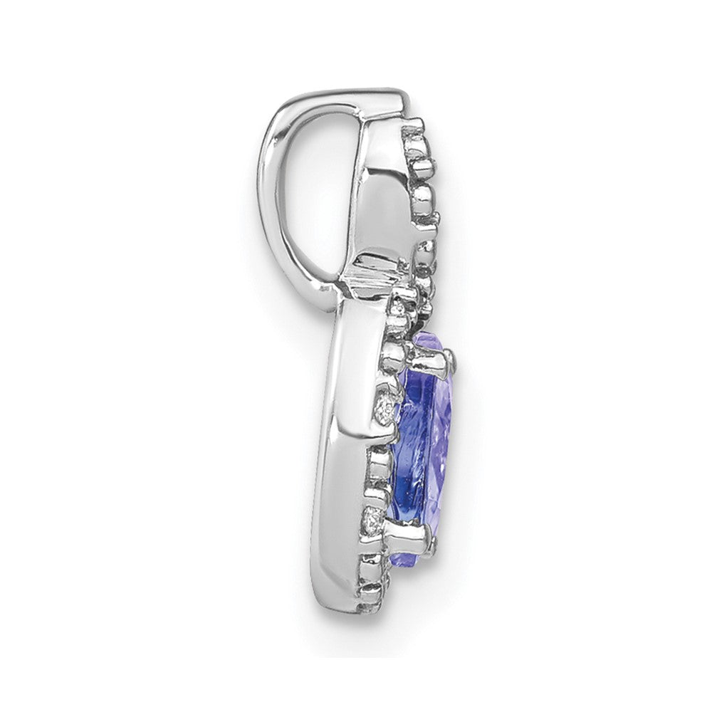 14K Weißgold Oval Tansanit und Diamant Anhänger