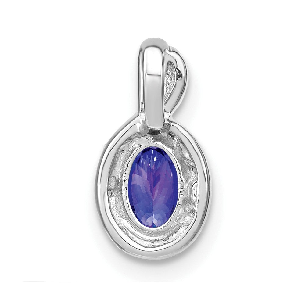 14K Weißgold Oval Tansanit und Diamant Anhänger