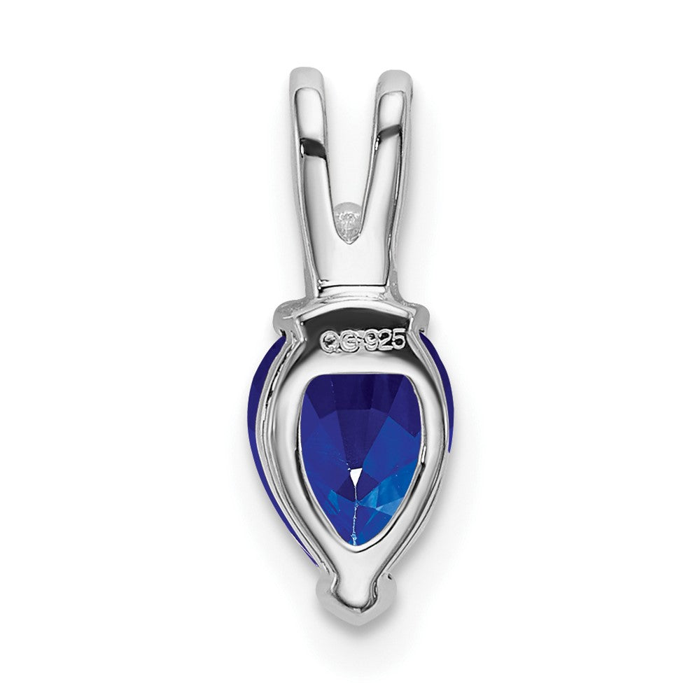 14K Weißgold Anhänger mit Birnen-Saphir und echtem Diamant