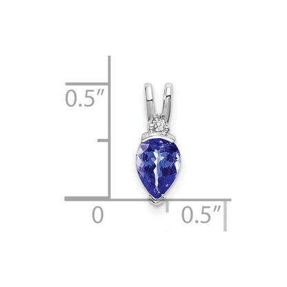 14K Weißgold 14K Weißgold Tropfen Tansanit und Diamant Anhänger