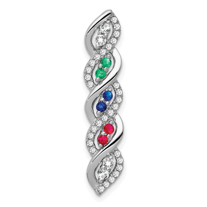 14K Weißgold Rubin/sapphire/emerald/real Diamant Gedreht Kette Anhänger